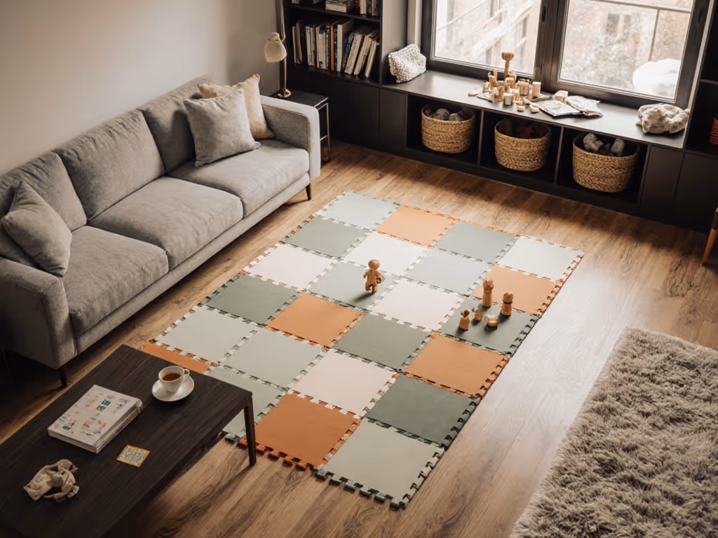 Multi-Gen Play Mat Setup for Shared Living Spaces